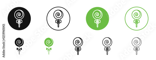Candy icons in black and green colors collection
