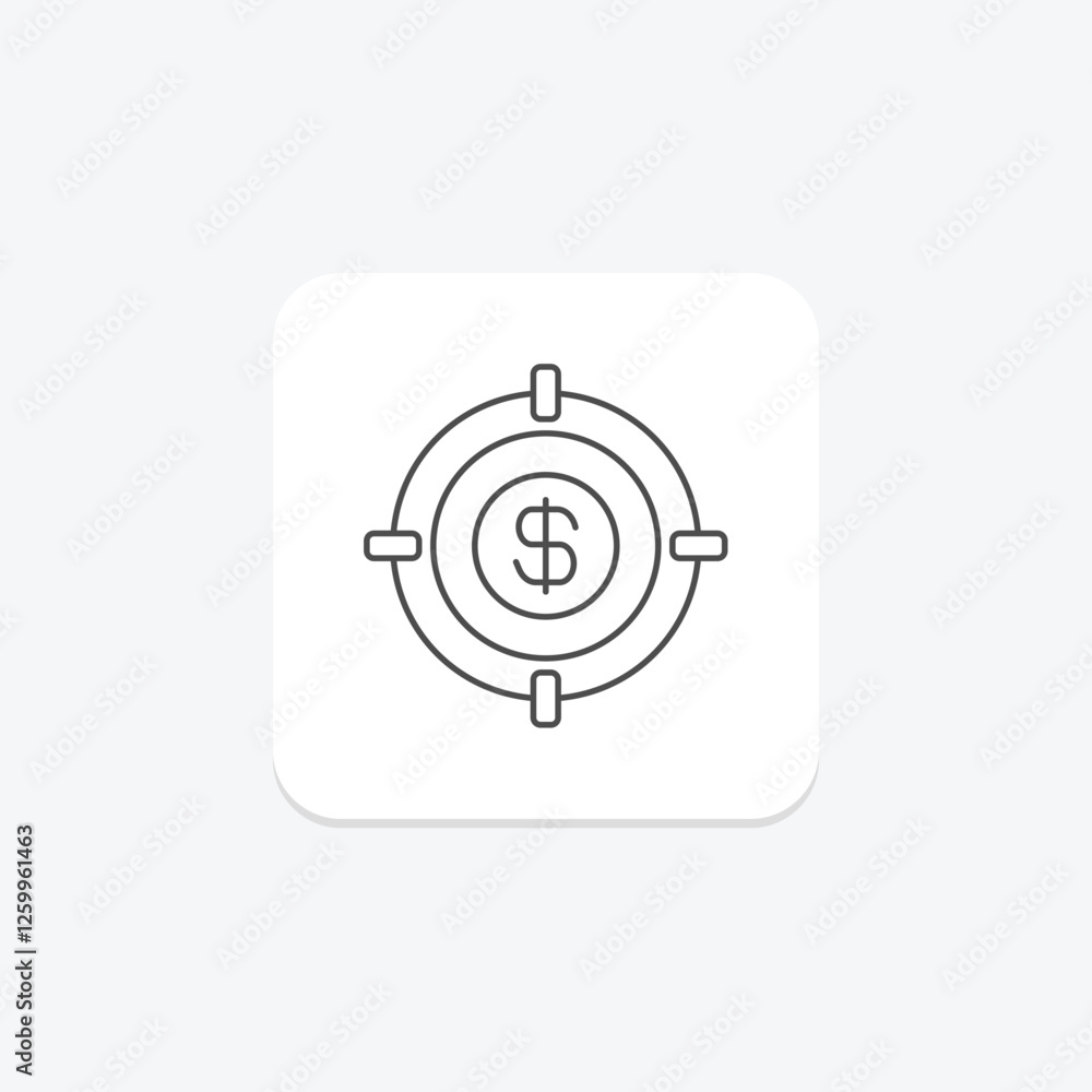 Target Money thinline icon, vector, pixel perfect, illustrator file Target Money thinline icon, vector, pixel perfect, illustrator file
