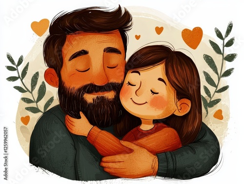 Father and daughter embrace with joy in a beautifully illustrated moment.