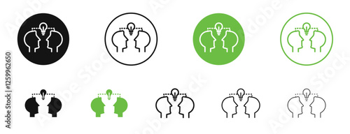 Share thoughts icons in black and green colors collection