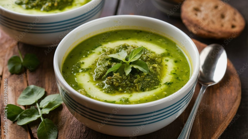 Zucchini Pesto Soup - Fresh zucchini soup enhanced with vibrant, fragrant pesto. Zucchini Pesto Soup - Fresh zucchini soup enhanced with vibrant, fragrant pesto.