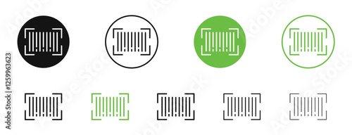 Barcode read icons in black and green colors collection