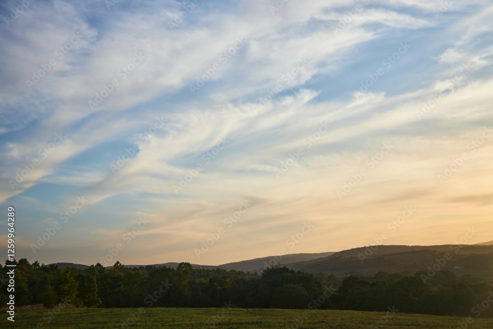 Sunset on a natural landscape. Beautiful clouds Sunset on a natural landscape. Beautiful clouds