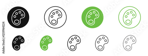 Palette icons in black and green colors collection