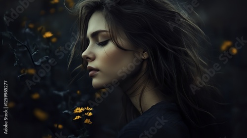 Dark, moody background setting perfect for creating a mysterious and evocative atmosphere