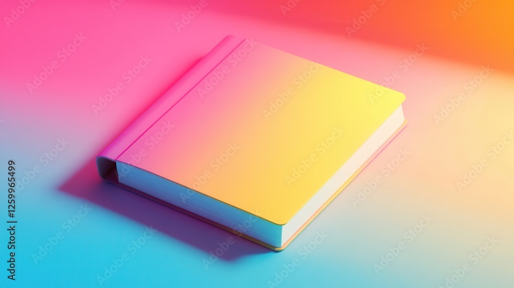 Vibrant notebook mock-up with soft shadows, ideal for showcasing designs or branding concepts in a creative presentation
