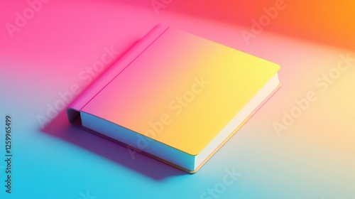 Obraz na płótnie Vibrant notebook mock-up with soft shadows, ideal for showcasing designs or branding concepts in a creative presentation w salonie