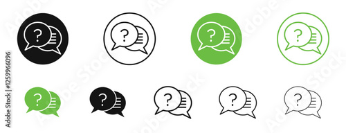 Comment question icons in black and green colors collection