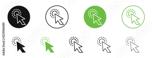 Cursor icons in black and green colors collection