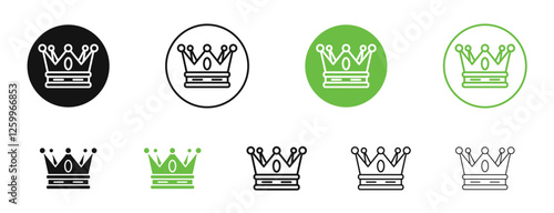 Crown icons in black and green colors collection