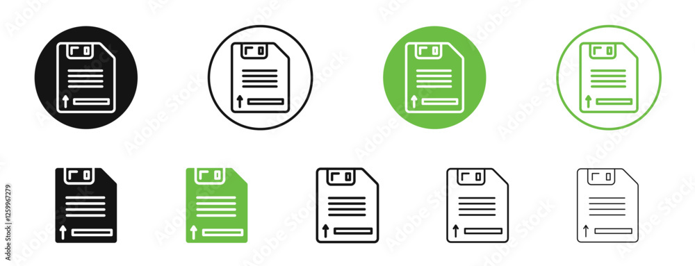 Floppy disk icons in black and green colors collection Floppy disk icons in black and green colors collection