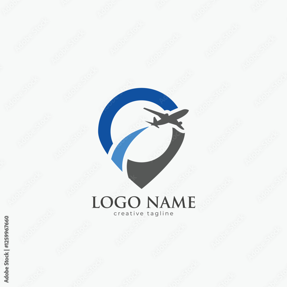 Fototapeta premium Travel logo, airline, jet, fly, airplane, vacation logo template