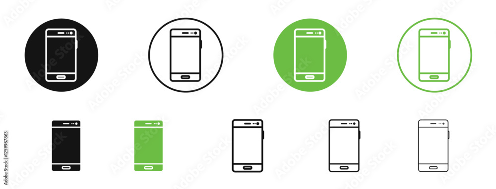 Mobile notch icons in black and green colors collection Mobile notch icons in black and green colors collection