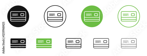 Credit card icons in black and green colors collection