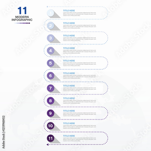 Blue color, Infographic 11 step.