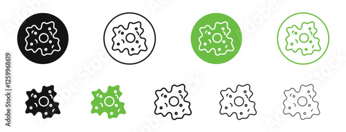 Microorganism icons in black and green colors collection