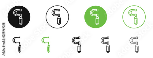 Micrometer icons in black and green colors collection