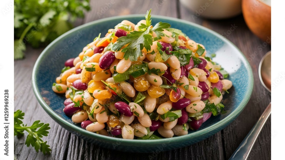 Mixed Bean Salad: Colorful mixed bean salad with fresh herbs and a light vinaigrette, Mixed Bean Salad: Colorful mixed bean salad with fresh herbs and a light vinaigrette,
