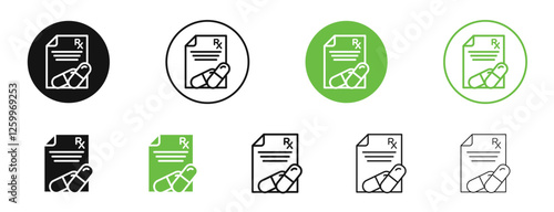 RX icons in black and green colors collection