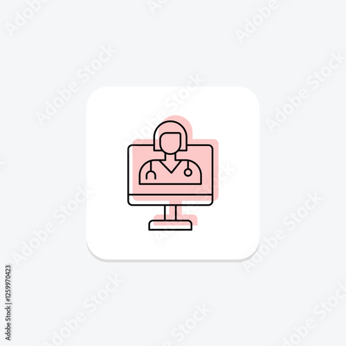 Telemedicine color shadow thinline icon, vector, pixel perfect, illustrator file