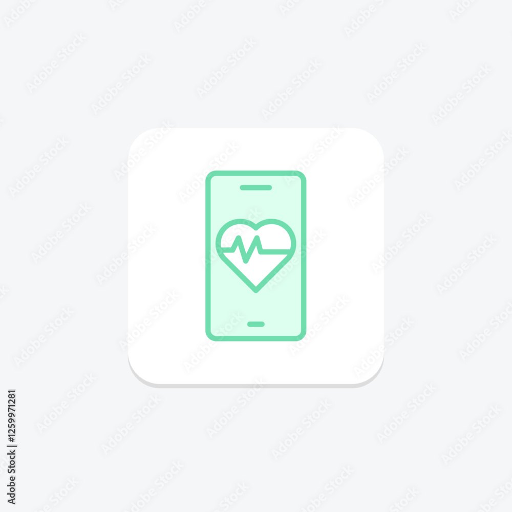 Mobile ECG duotone line icon, vector, pixel perfect, illustrator file Mobile ECG duotone line icon, vector, pixel perfect, illustrator file