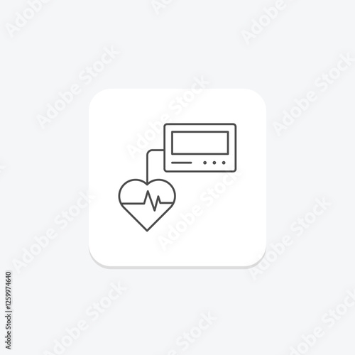 Heartbeat thinline icon, vector, pixel perfect, illustrator file photo