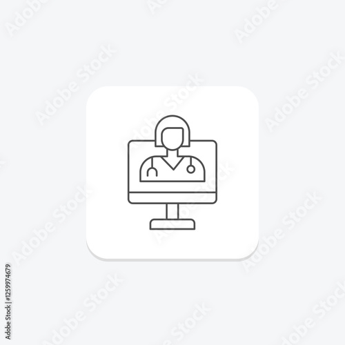 Telemedicine thinline icon, vector, pixel perfect, illustrator file