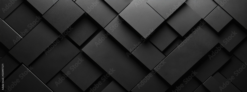 Fototapeta premium Minimalist black background with diamond patterns for design, banner template. White space in the center of the page for text. Stylish black and white pattern.