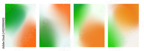 Set of blurred backgrounds. National flag of Ireland color gradients. Defocused color templates for Patrick's Day holiday greetings and invitations. Vector illustration.