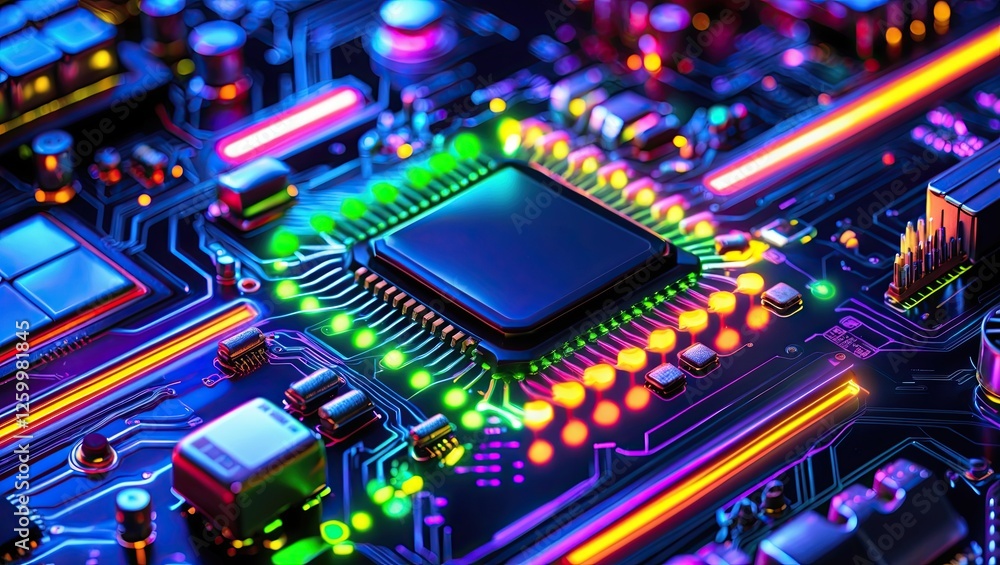 Vibrant and futuristic electronic circuit board Vibrant and futuristic electronic circuit board