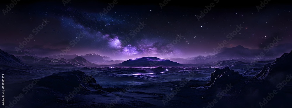 Naklejka premium Alien Planet Night Sky Landscape