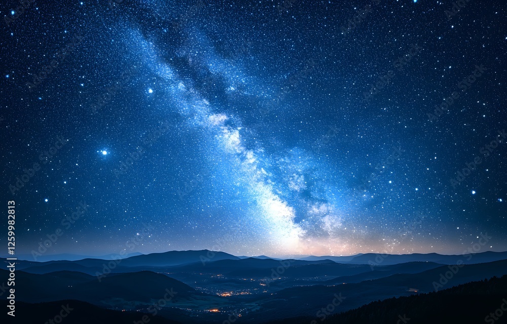 Milky Way over mountains at night Milky Way over mountains at night