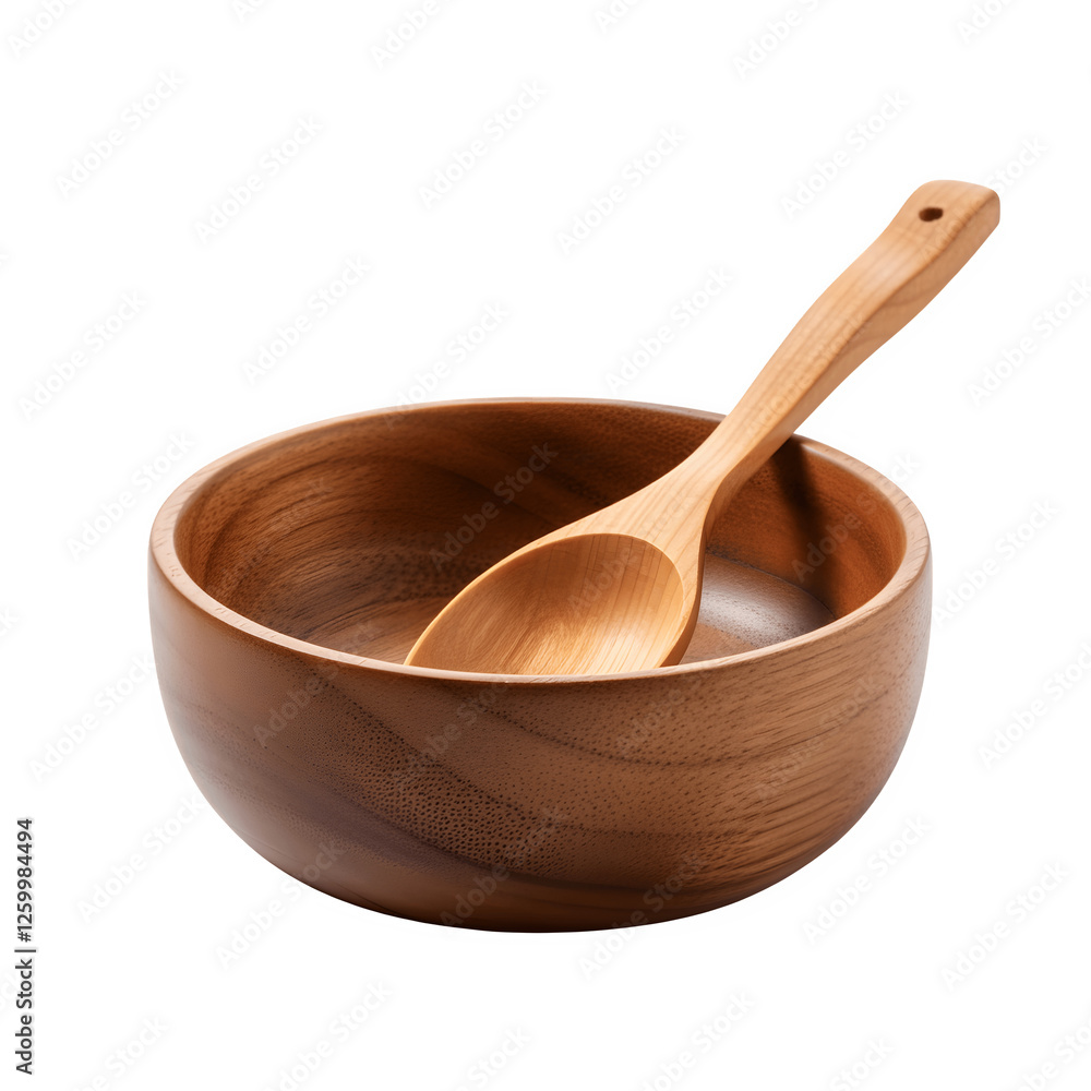 Wooden bowl and wooden spoon transparent background Wooden bowl and wooden spoon transparent background
