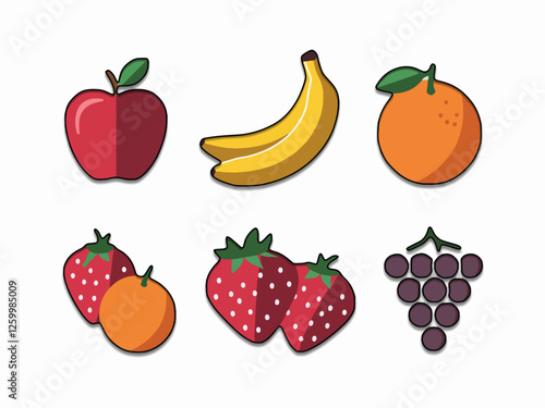 Vector fruit set with bright and fresh produce icons