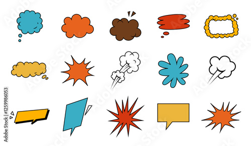 set of pop up retro comic speech bubble element