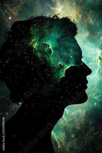 Silhouette of man gazing into the cosmos