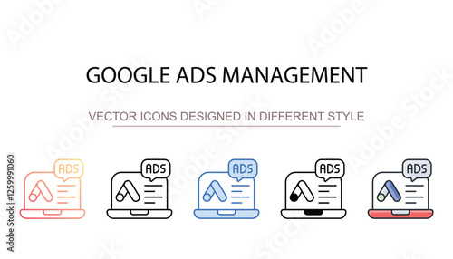 Google Ads Management icon design with white background stock illustration