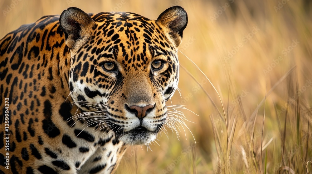 Obraz premium Jaguar portrait, Pantanal wetlands, Brazil, wildlife photography, nature documentary