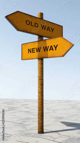 Life Change: Old Way vs. New Way, life change concept. Different thinking