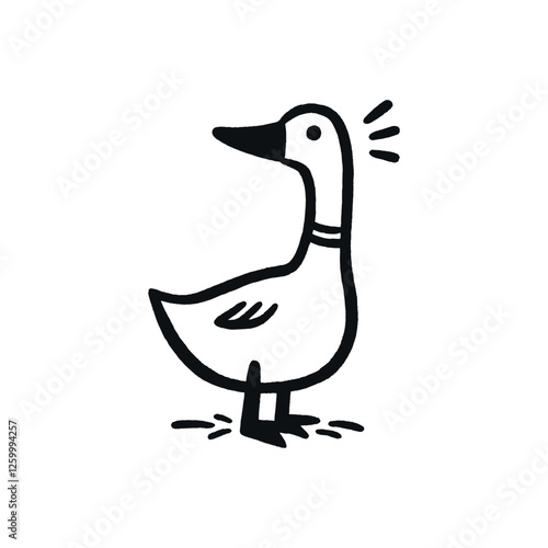 Hand-drawn black and white minimalist duck and drake line art