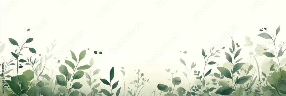 Obraz premium Watercolor Meadow Grasses, Gentle Pastel Tones on Light Grey Background, Minimalist Soft Texture