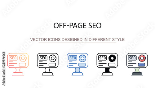 Off-page Seo icon design with white background stock illustration
