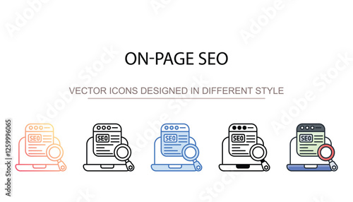 On-page Seo icon design with white background stock illustration