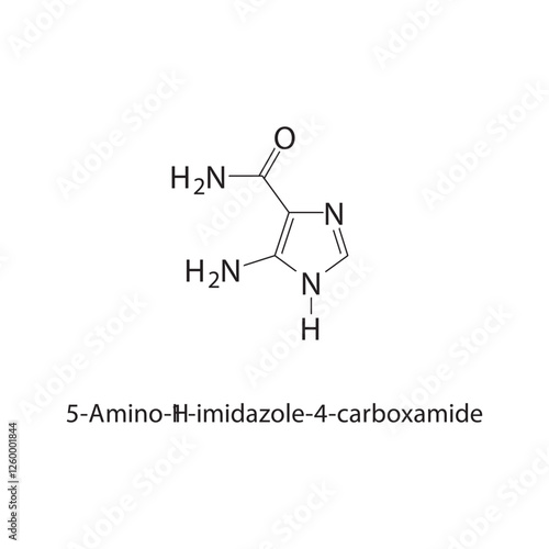 5-Amino-1H-imidazole-4- carboxamide skeletal structure.Imidazole derivative compound schematic illustration. Simple diagram, chemical structure.