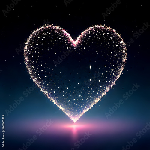 A floating heart made of tiny glowing stars Generative AI