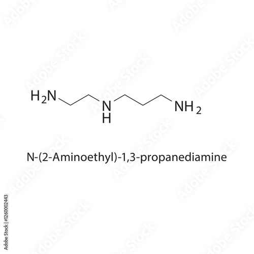 N-(2-Aminoethyl)-1,3- propanediamine skeletal structure.Polyamine compound schematic illustration. Simple diagram, chemical structure.