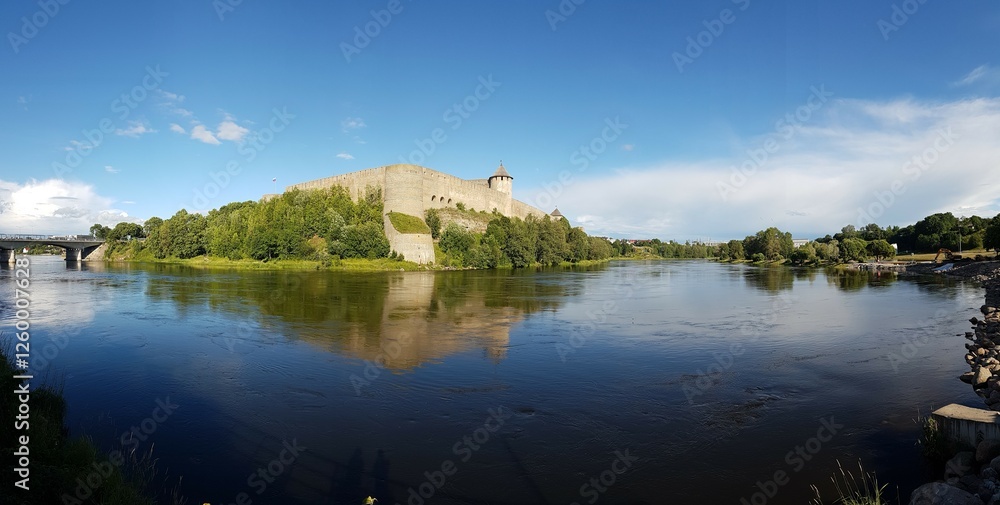 Ivanogorod Fortress Panorama View, Russia Ivanogorod Fortress Panorama View, Russia