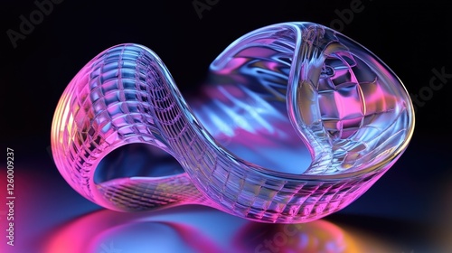 Sleek and modern glass sculpture with abstract design reflecting light.