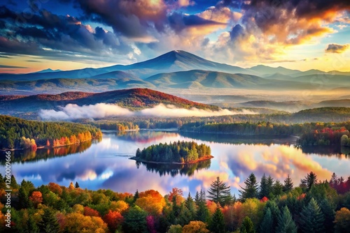 Double Exposure: Lake Sunapee & Mt. Ascutney from Mt. Kearsarge, New Hampshire photo