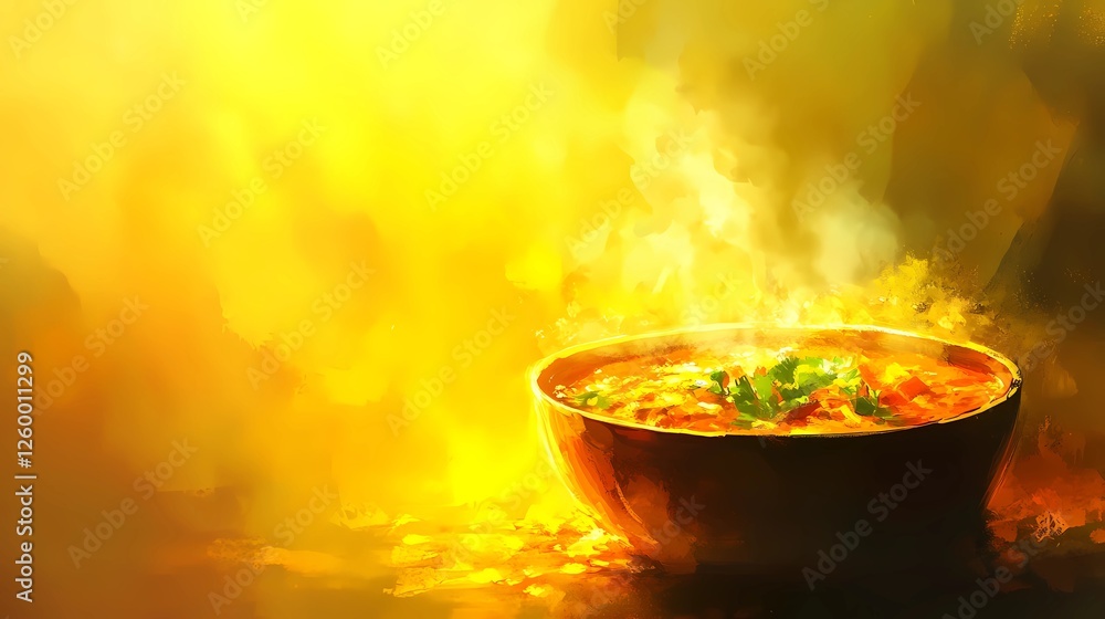 Indian curry dish illustration for food projects, emphasizing aromatic spices and rich textures, ideal for menus and culinary designs. Storybook illustration style. Indian curry dish illustration for food projects, emphasizing aromatic spices and rich textures, ideal for menus and culinary designs. Storybook illustration style.